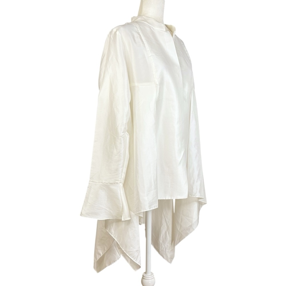 Rubin Singer 16 Taffeta Top Unique Lagenlook Asymmetrical Ivory Flowy - Picture 2 of 11